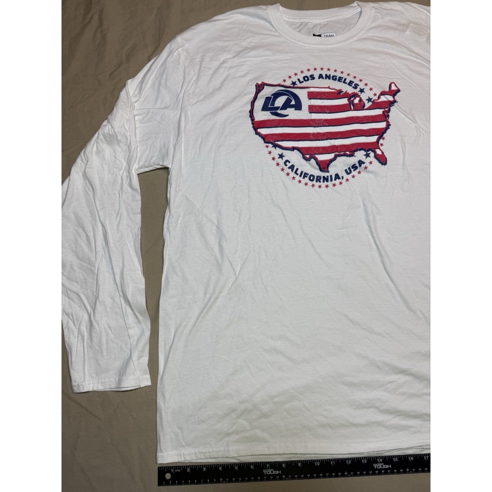 NWOT! LA Rams NFL Team Apparel, Men's Long Sleeve Size 2XL White, American Flag - Picture 2 of 13